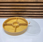 Plateau Divisé en Bambou – pour Noix, Fruits Secs et Bonbons