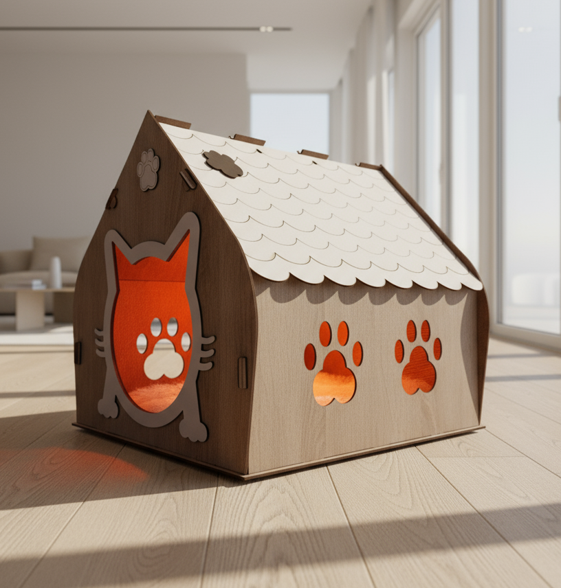 منزل القطط الدافئ