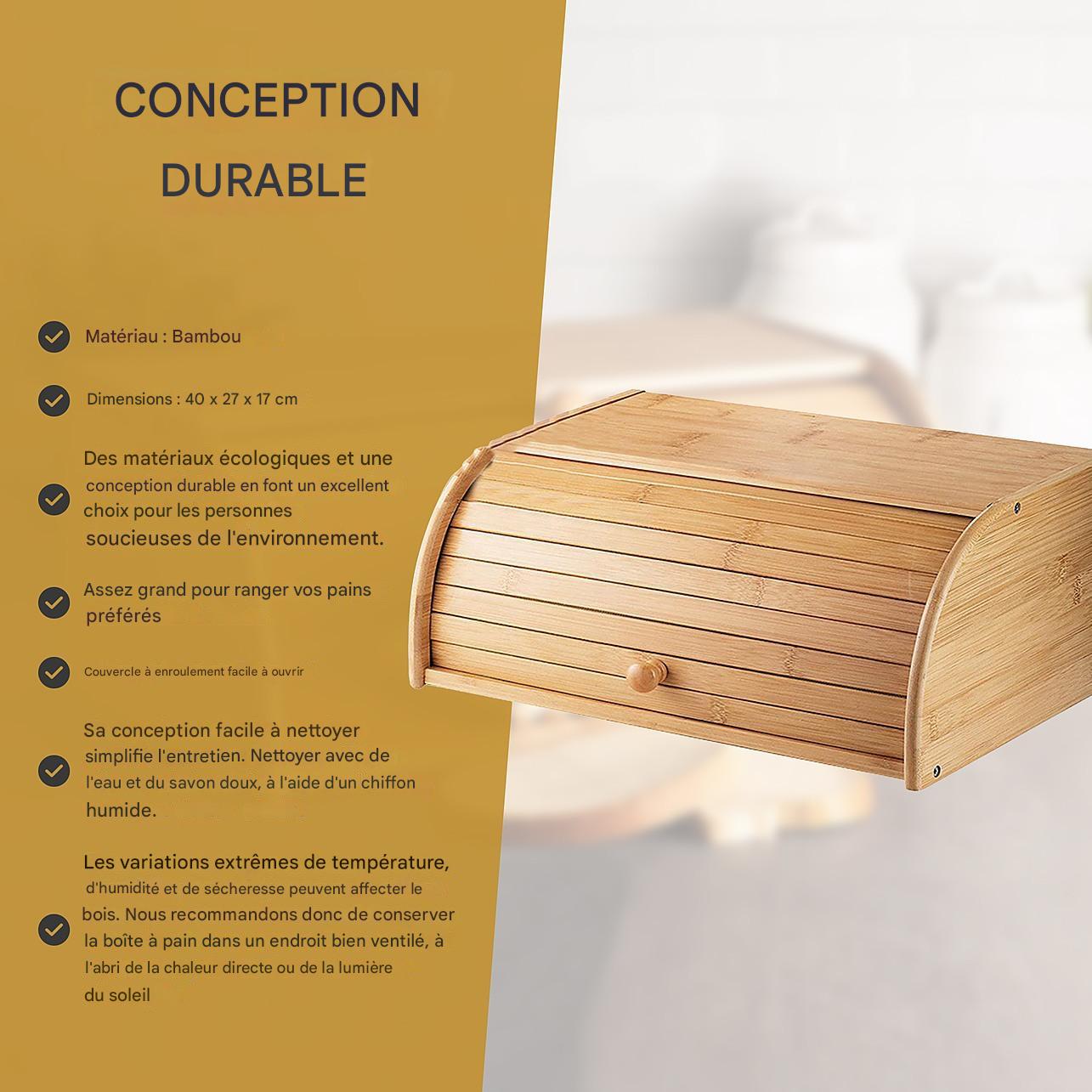 Boîte à pain en Bambou - 40x27x17cm